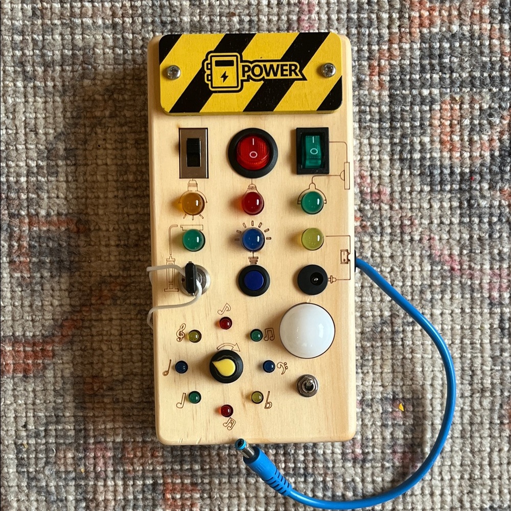 Wooden Control Panel Toy with Colorful Buttons